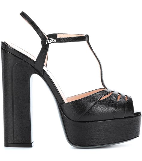 fendi black leather sandals|fendi heels sandals.